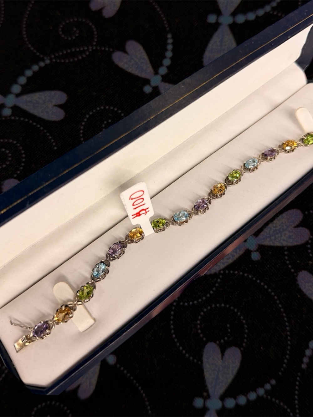SILVER Multi-Color Gemstone Tennis Bracelet - Women Jewelry